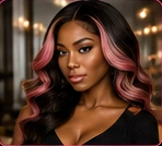 Black waves with pink highlights